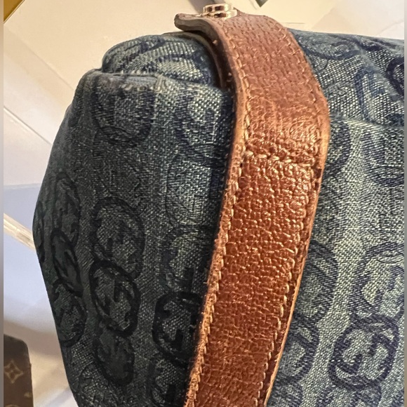 GUCCI Abbey Denim Leather Tote Bag with leather trim - Picture 7 of 10